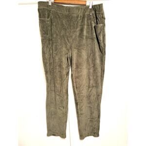Quacker Factory green velvet velour ribbed pants XL